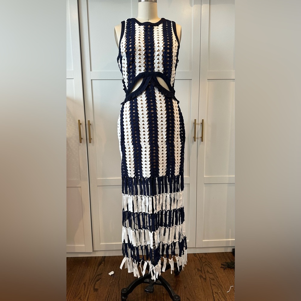 Blue and White Crochet Dress